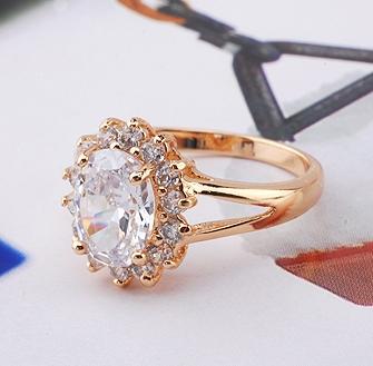15-stone 2.7CT CZ CLUSTER RING 18KRGP-3 sizes